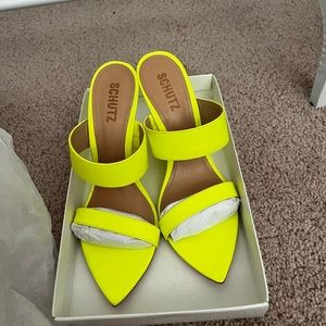 Schutz Neon Yellow Wedge Heel